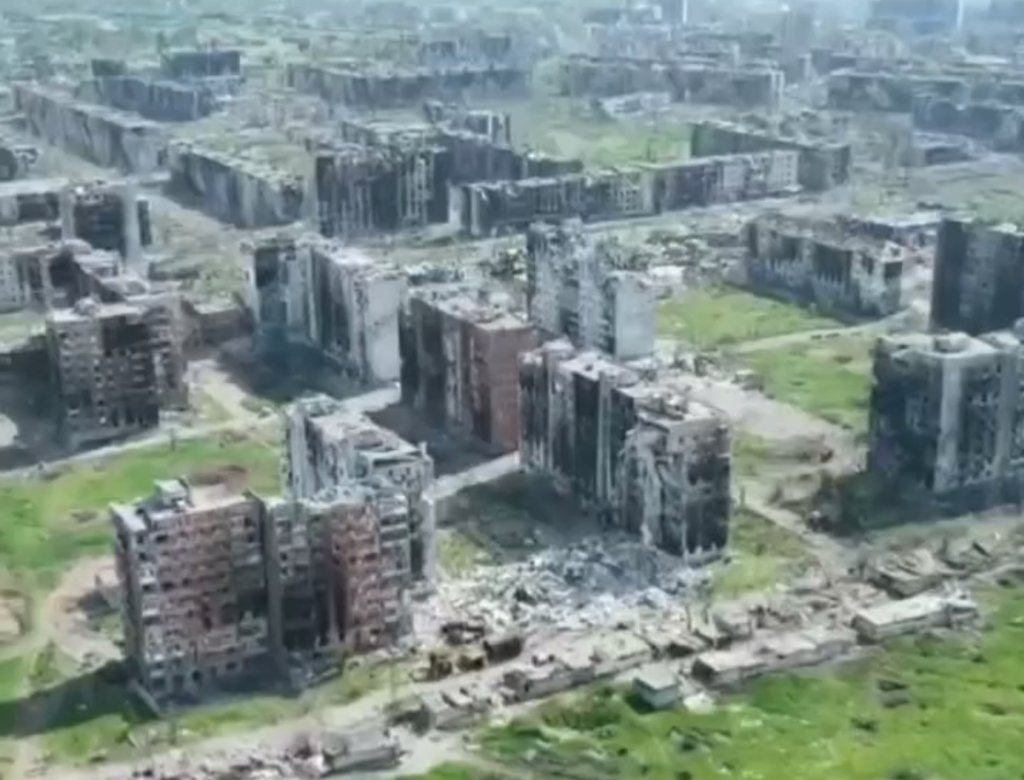 Bakhmut town destroyed by the war